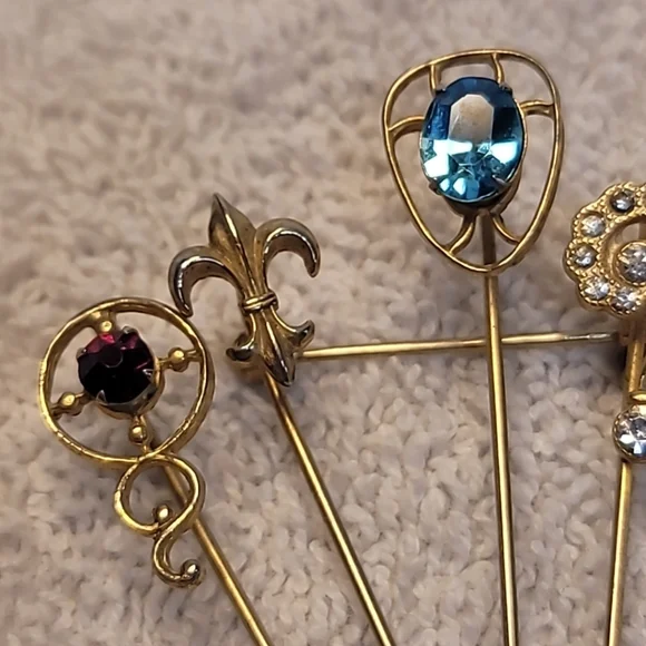 Vintage Unique Stick Pin Brooch Pin With Stones Vintage/Antique - Picture 4 of 7
